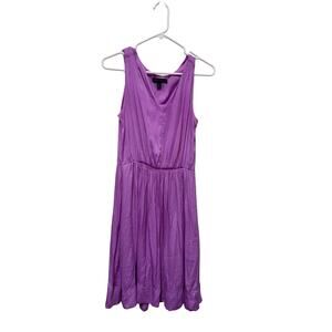 Banana Republic Purple lightweight dress side zip pleated front pockets Size 4